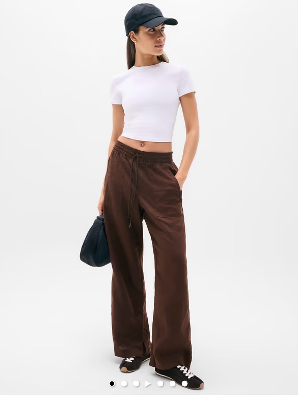Athleta Wide-Leg Drawstring Pants in Brown